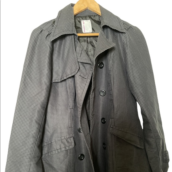 ☔️ Classy charcoal raincoat with discrete plaid pattern size Large - Picture 2 of 7
